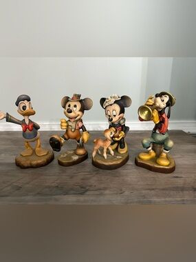 6” Anri Mickey, Minnie, Goofy, & Donald Duck - Hand-Carved, Wood, Retired